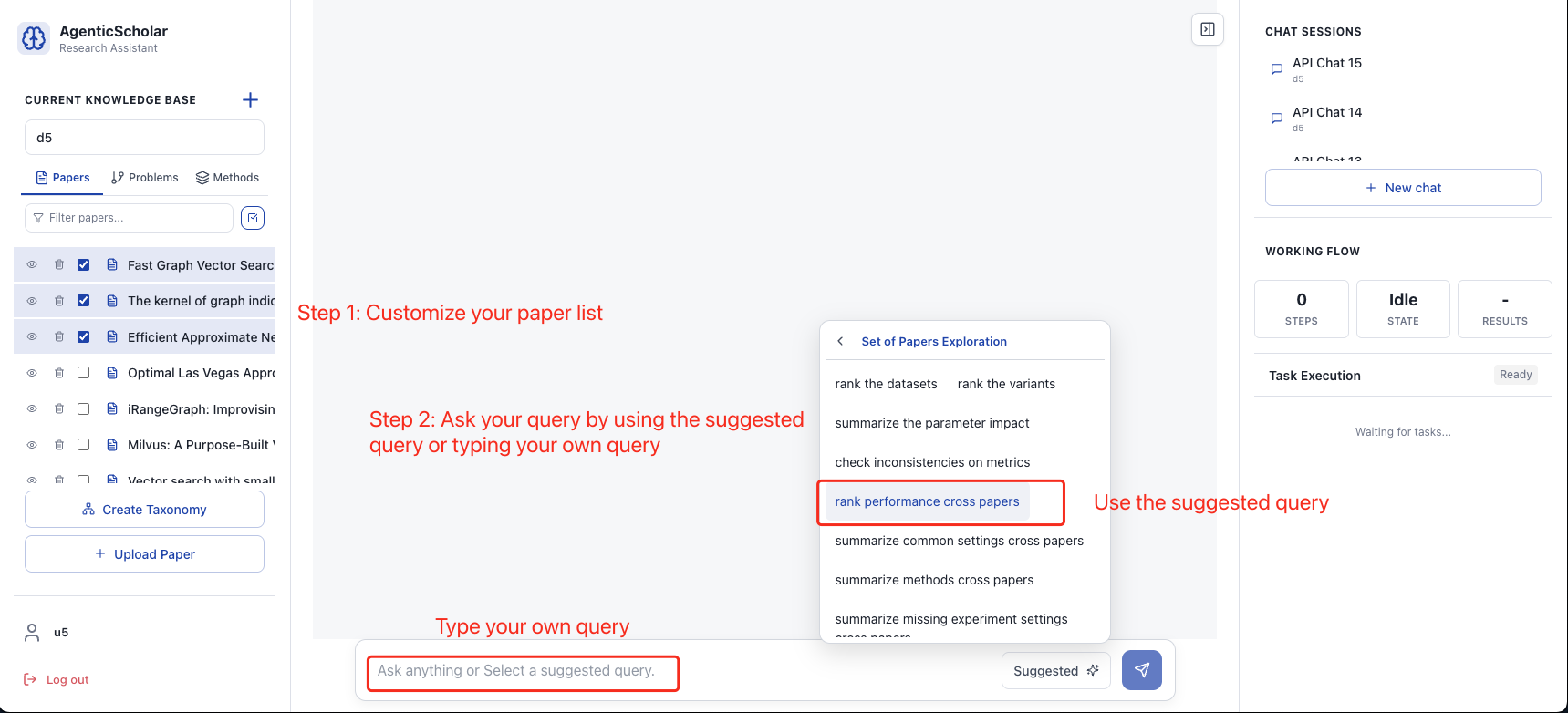 Set of papers exploration view with multiple selected papers
