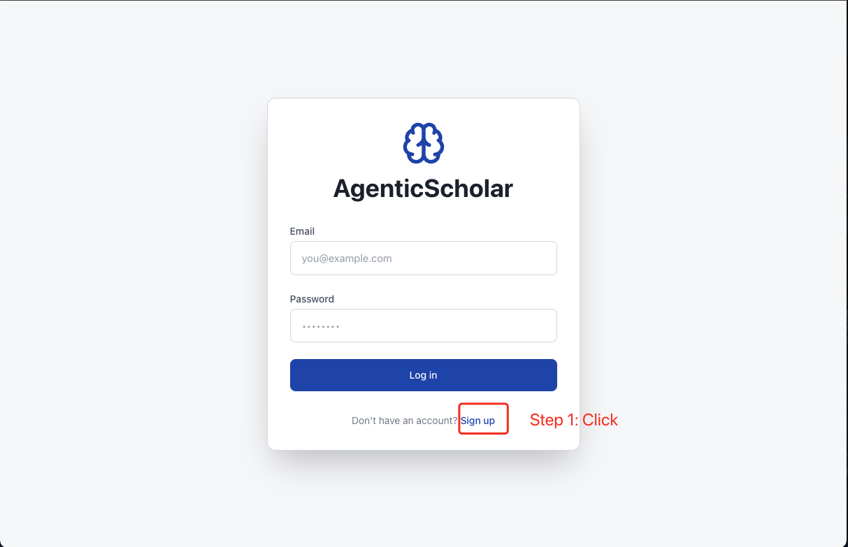 Login page highlighting the Sign up link